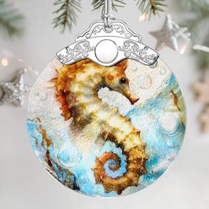 Christmas Ornaments: Stained Glass Ornament, Christmas Tree Ornament, Hanging Ornaments for Home Decor & Xmas Tree Decorations Exquisite Holiday Decor, Gifts & Holiday Present - Seahorse