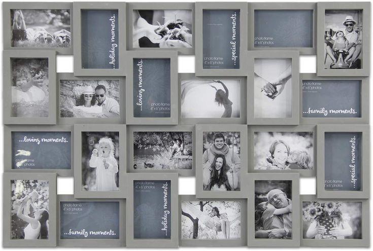 J.M.Deco Collage Picture Frames for Wall 24 Slots, Large Photo Frame Gallery Puzzle Collage Wall Hanging for 4 x 6 Photo, Christmas Gift for Family or Friends - Pure White