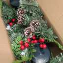 30 Inch Christmas Table Centerpieces with 3 Candle Holders, Christmas Centerpieces for Tables Red Berries Pinecones Snowy Pine Metal Base Holiday Xmas Winter Tabletop Decor,Fire Retardant&Foldable