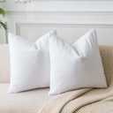 JUSPURBET White Throw Pillow Covers 18x18 inch Set of 2 Decorative Velvet Pillow Covers for Couch Sofa Bed Soft Cushion Covers Cases with Invisible Zipper for Living Room Home Decor