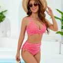 Edelqual Women High Waisted Bikini Sets Tummy Control Swimsuits Two Piece Bathing Suit 2025 Full Coverage Swimwear (Red, L)