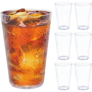 32 OZ Large Plastic Cups ReusableClear Unbreakable Iced Tea Tumblers, Set of 6 Stackable Drinking Cups for Poolside Party Home Travel BPA-free Top-rack Dishwasher Safe,Freezer Safe