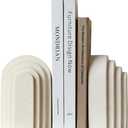 Decorative Bookends for Shelves, Set of 2 Book Ends for Heavy Books, Layered Arch Design Beige Bookend