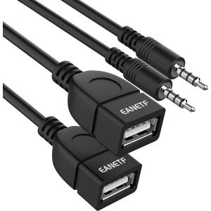 Eanetf USB to Aux Audio Adapter, 2PCS 3.5mm Male to USB Female for Playing Music with U-Disk in Your Car,orked only When Your CAR 3.5mm AUX Port Must has Audio decoding Function- No Power Supply
