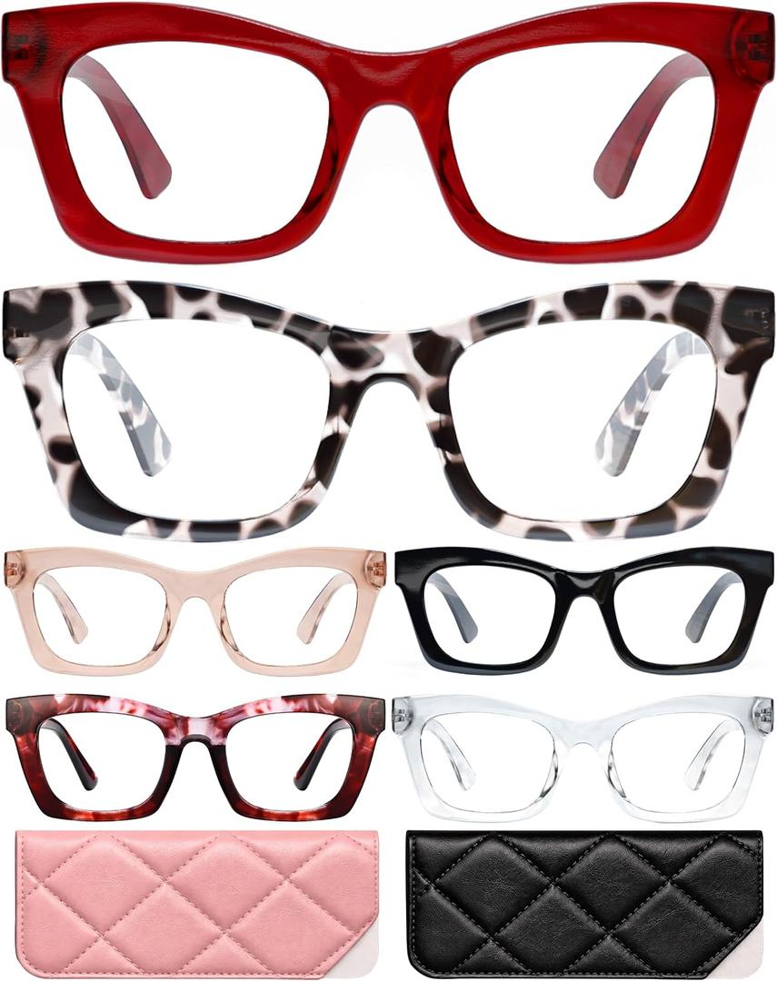 CCVOO 1.5 x Stylish Reading Glasses for Women, Stylish Eyeglasses, Blue Light Readers for Women, Cheaters, (A7 Runway Rouge)