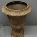 16inch Tall Vintage Garden Iron Urn Planters for Indoor and Outdoor Plants, European Retro Style Classic Metal Imitation Stone Flower Pots Rustic Front Porch Home Decor Patio Deck Balcony