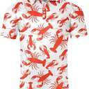 uideazone Mens Polo Shirts Dry Fit Performance Moisture Wicking Funny Golf Shirt Short Sleeve Red Lobster L