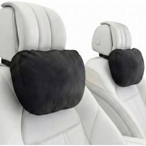 2PCS Car Pillow for Car Neck Pillow for Driving Seat Lumbar Support Soft Cushion with Extra Filling Accessories Back Support for Travel Nap and Trips Sleeping(Black, Head)
