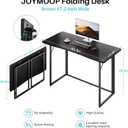 JOYMOOP 47.2" Black Folding Desk, No Assembly, Wooden Top, Large Size