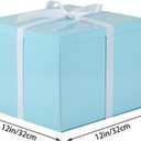 Large Gift Box with Lid 12.5x12.5x10 Inches, Blue Gift Boxes for presents Packaging for Birthdays, Valentine's Day, Christmas, Anniversaries (Include Shredded Paper Fill, Envelope Card Ribbon)