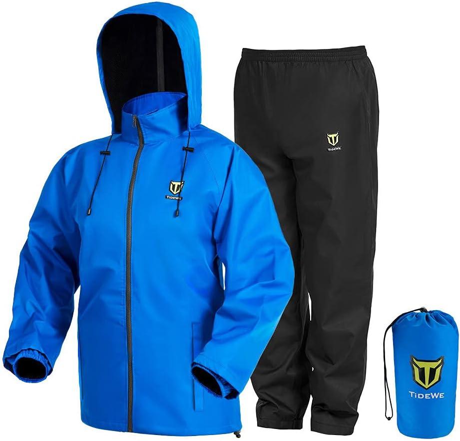 TIDEWE Rain Suit, Waterproof Breathable Lightweight Rainwear (Blue, Size L)