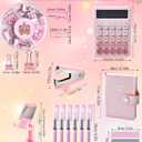 LXEVIHK 21Pcs Pink Desk Organizers and Accessories With Mesh Desk Organizer and 360Rotating Pen Holder and a Lot of Office Pink Office Supplies Beautifully Presented in a Gift Box