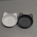 Kitty City Elevated Slow Feeder Cat Bowls (Set of 2), Whisker-Friendly Raised Cat Food Dishes with Ridges, Helps Reduce Fast Eating & Digestion Issues, Dishwasher Safe, 10.8 oz  White & Gray