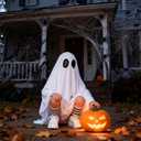 2 x HOMELEX Kid Ghost Costume Boy Spooky Gown Girl Halloween White Dress Cosplay (Medium)