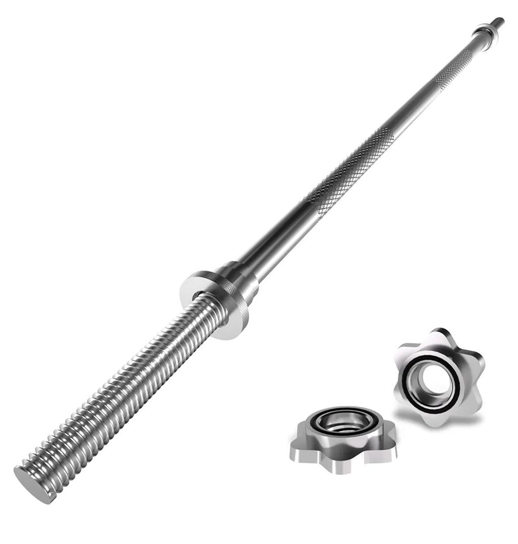 VivaZen 47 inch Olympic Barbell Bar - 1 inch Standard Weight Lifting Bar for Home Gym Strength Training - 480 LB Capacity for Bench Press, Squat, Deadlift, Hip Thrust, Lunge - Includes 2 Locknuts