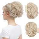 Claw Clip Short Ponytail Messy Bun Hair Piece Bendable Hair Branch Extensions Fluffy Wavy Curly Synthetic Versatile Cream Blonde Hairpieces (8 x 8 x 5 inches)