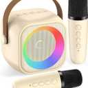 Karaoke Machine for Kids, Karaoke Gifts for Girls Ages 4, 5, 6, 7, 8, 9, 10, 12 +Year Old Birthday Party, 4-12 Years Old Christmas Toys Gift for Girls (Beige)