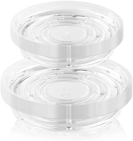 25 Pack Clear Plant Saucers for Indoors (4 6 Inch) Flower Pot Saucers for Potted Plants Plate Set Plant Trays for Indoors No Holes Plants Saucer Trays for Pots Drip Tray Plastic Tray for Succulent