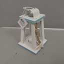 Puzzled Wooden Beach Lantern - White Wood Metal Lanterns with Starfish Rope Accents 6.75 Inch Distressed Hanging and Tabletop Rustic Candle Holder - Unique Home Decor Coastal Lamp - Item 9441-10