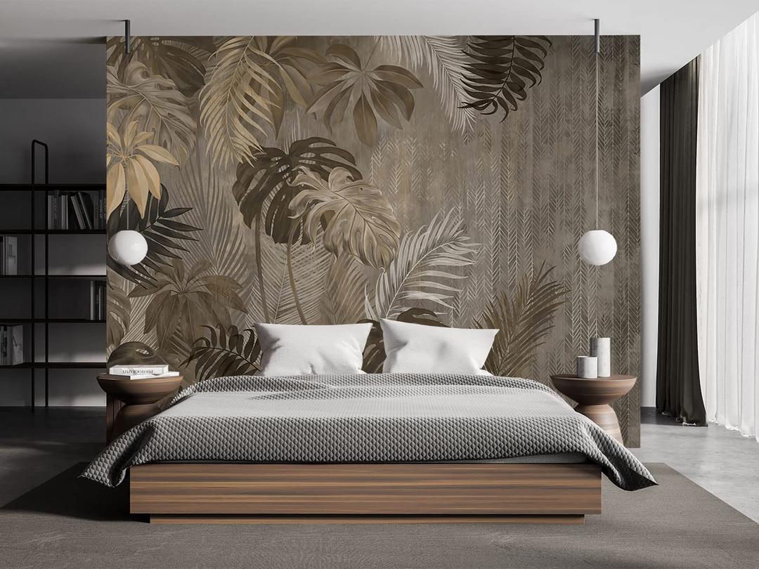 Cliouar-Turtle Backed Bamboo Plantain Leaf Plant Wall Mural Wallpaper for Bedroom Living Room 103" x 69" (Not Peel and Stick)