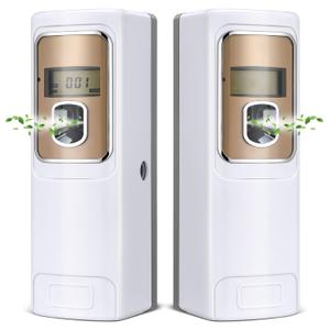 2 Pcs Automatic Air Freshener Spray Dispenser with Screen LCD Perfume Dispenser Wall Mount/Standing Capacity for Bathroom Hotel Office Commercial Place(White)