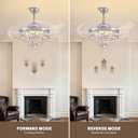 48" Crystal Ceiling Fans with Lights and Remote, Dimmable, 6 Speeds, Luxury Chandelier Fan Chrome Crystal Fandelier for Dining Room Living Room Bedroom
