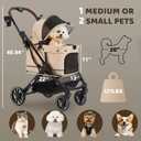 All-Terrain Dog Stroller for Small to Medium Dogs, Pet Stroller for Dogs & Cats Outdoor Walks, One-Hand Easy Fold, Double-Layer Anti-UV & Waterproof Canopy & Breathable Mesh, Vanilla Beige