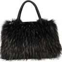 Women's Furry Shoulder Handbags Faux Fur Work Tote Bag for Women Fluffy Satchel Handbags Wristlet Zipper Purses