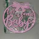 Pink Bow Baby Shower Decorations for Girl Welcome Baby Wooden Sign Coquette Baby Shower Party Decorations Pink Bow Wooden Sign Photobooth Props for Gender Reveal Party Supplies