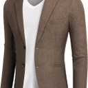 COOFANDY Men's Blazer Casual Slim Fit Sport Coats Two Button Lightweight Suit Jacket (XX-Large, Brown)