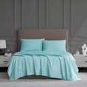 Linen Closet Queen Sheet Set  4-Piece Cotton Blend, 1200 Thread Count Ultra Soft & Silky Sateen, Moisture Wicking, Wrinkle Resistant, Quick Dry, Deep Pocket up to 18", Durable & Easy Care, Aqua
