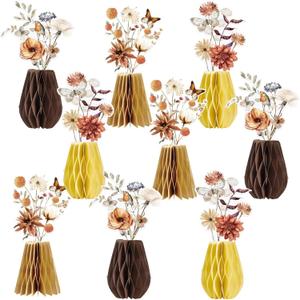 Paper Jazz Burnt Orange Flowers Table Decoration,9pcs Fall Centerpieces for Tables,Orange Flowers for Home Indoor,Dahlia Decoration Applies to Wedding,Fall Party,Thanksgiving,Halloween.