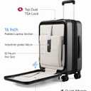 LUGGEX Carry On Luggage 22x14x9 Airline Approved, FLO5 Expandable Polycarbonate Suitcase with Front Pocket (FX-Core, Black, 20 Inch), 20 Inch-ext