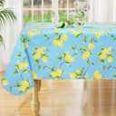 misaya Rectangle Waterproof Vinyl Table Cloth, Wipeable Tablecloth with Flannel Backing, Plastic Table Cover for Dinner, Picnic, Indoor and Outdoor (Lemon, 52" x 70")