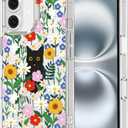 MOSNOVO Case for iPhone 16, [Buffertech 6.6ft Military-Grade Drop Protection] [Anti Peel Off Tech] Clear TPU Bumper Phone Case Cover Design - Black Cat in Garden