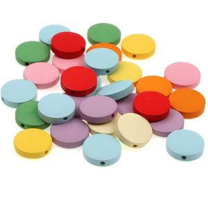 120 Round Wood Discs with Hole - Spacer Beads, Diffuser Beads, Blank Wood Charm Pendants for Christmas, Birthday, Board Tags, DIY Jewelry Earring Making (1 1/ 5", Multi)