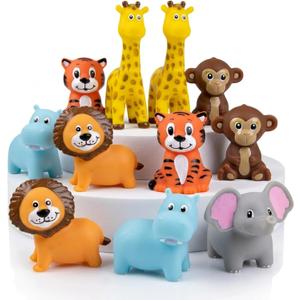 ArtCreativity Vinyl Zoo Animals Toys (Pack of 12) - Assorted Squeezable Toys Safari Animals Figures - Safari Birthday Party Favors for Kids, Jungle Figures for Fun Bath & Play Time
