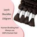 Human Crochet Hair for Boho Braids 18 Inch 150 g 3 Bundles Deep Wave Bulk Hair for Braiding No Weft Curly Hair Extensions for Braids Wet and Wavy Hair (4#, 18inch)