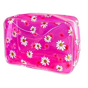 TSA Approved Toiletry Bag - Pink Daisy Pattern Print Clear Makeup Bag for Women Travel Vacation Bathroom Organizing (Pink), Pack 4 TSA Approved Toiletry Bag - Pink Daisy Pattern Print Clear Makeup Bag for Women Travel Vacation Bathroom Organizing (Pink), Pack 4