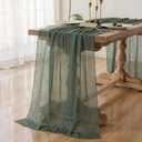 Keketoarrange Forest Green Summer Table Runner Gauze Rustic Cheesecloth 120 Inch 10 FT for Wedding Baby Shower Bridal Shower Birthday Party Sheer Boho Spring Home Decorations