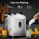 Antarctic Star Nugget Ice Maker Countertop with Soft Chewable Ice, Portable Sonic Ice Maker with Basket and Scoop, Removable Top Cover, Auto-Cleaning for Home/Party/RV/Camping (Stainless Steel Silver)