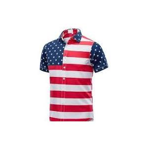 Euow Men's American Flag Button Down Shirt XXXL