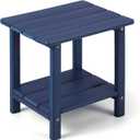 Apolimi Adirondack Outdoor Side Table, 2-Tier Sturdy Patio End Table Weather Resistant, 16.5" Solid Side Table for Patio, Pool, Porch(Navy Blue)