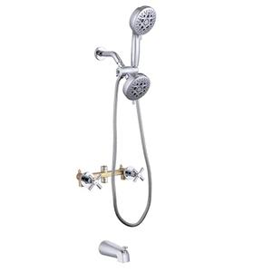 CISTPOFS 2 Handle Shower Faucet Set with Tub Spout Chrome, 2 Knob Tub and Shower Trim Kit with Rough-in Valve Wall Mounted