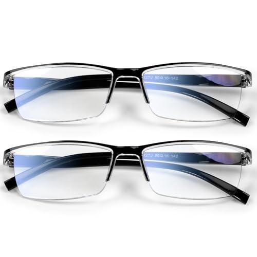 6 pack Executive Style Reading Glasses Men - Durable Readers with Blue Light Filtering - Comfortable Fit with TR90 Frames 2.0