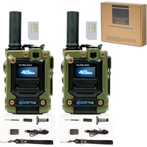 2Pcs 4G Walkie Talkie for Adults,Long Range 4G 1000 Mile Rechargeable Two-Way Radios 3-Day Battery Runtime Ideal for Hiking,Camping,Work,and Emergency Use Portable Two-Way Outdoor Radio(SIM Card)