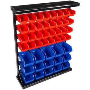 Stalwart 47-Bin Garage Organization Rack (15 Large, 32 Small) - Tabletop or Wall Mount Steel Rack with Removable Stackable Garage Storage Bins, Small Parts Organizer for Hardware or Office Supplies : Tools & Home Improvement