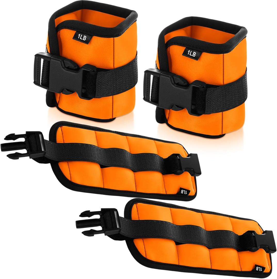 2 Pairs Ankle Wrist Weights for Land or Aquatic Exercise Aqua Cuffs Aqua Aerobics Fitness Bands for Ankle and Wrist Adjustable Weights for Swimming Pool Workout Equipment (1lb)