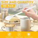 Long Handle Plastic Spoons, 100 Count Heavy Duty Disposable Sundae Spoons for Ice Cream Floats, Milkshakes, BPA-Free Bulk Utensils (White)