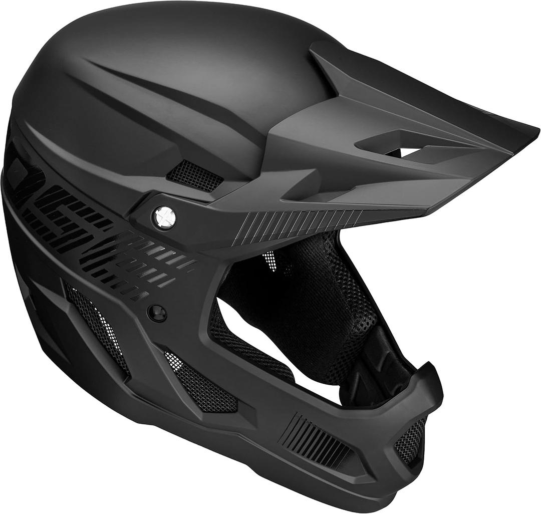 Mongoose Title Full Face Helmet, Youth Large, Durable ABS Shell, Chin Guard, Full Coverage Padding, Vents for Airflow, Pivoting Visor, Goggle Strap Channel, BMX and Mountain Bike Helmet for Youth Large